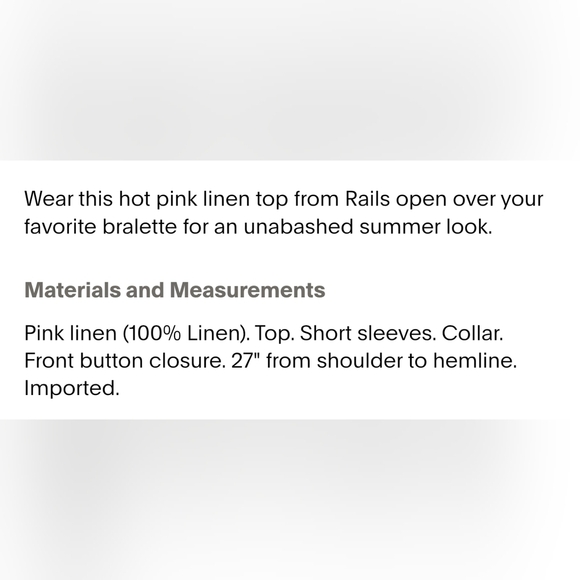 Rails Women's Linen Raspberry Pink Short-Sleeve Mackinley Button-Down Shirt, S - Picture 5 of 14